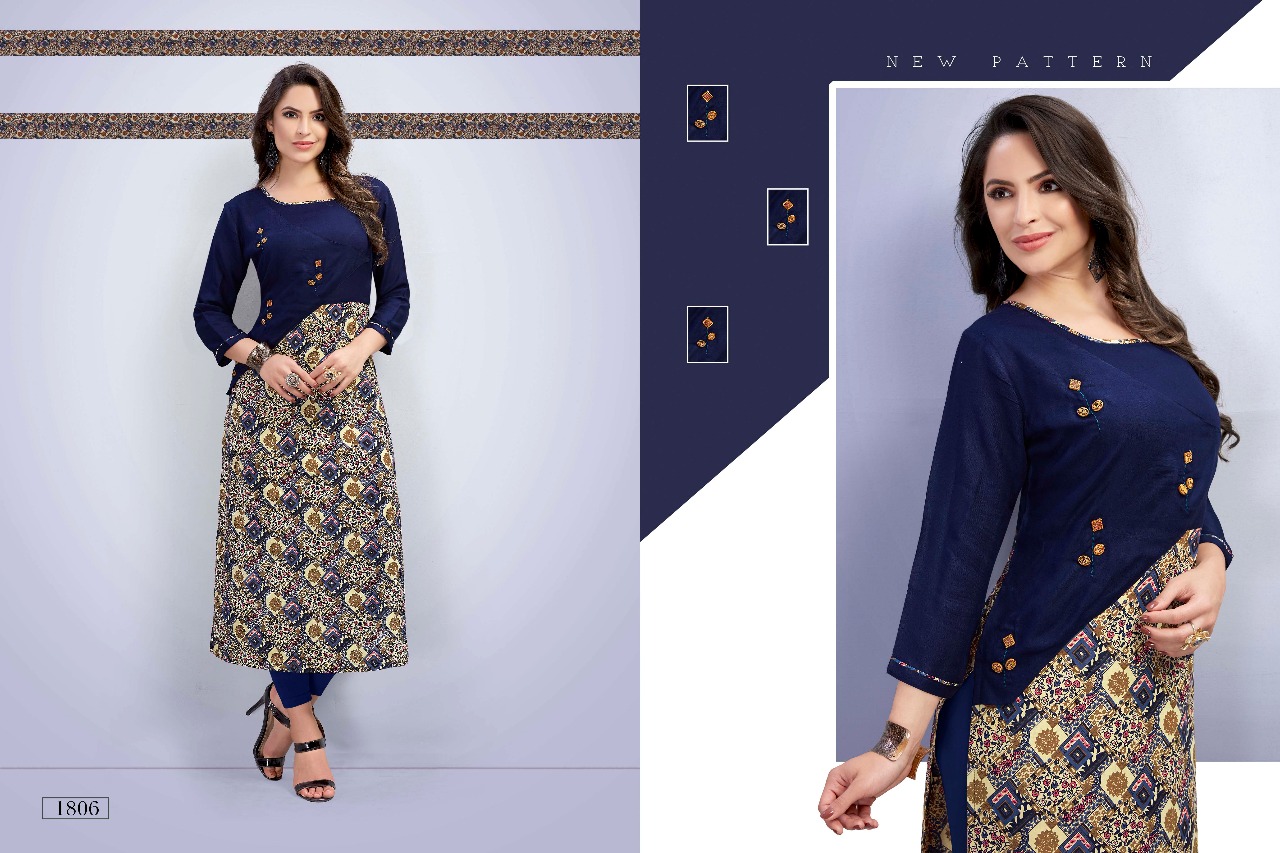 Zareena By Valencia Tex 1801 To 1807 Series Beautiful Stylish Fancy Colorful Casual Wear & Ethnic Wear & Ready To Wear Rayon Printed Kurtis At Wholesale Price