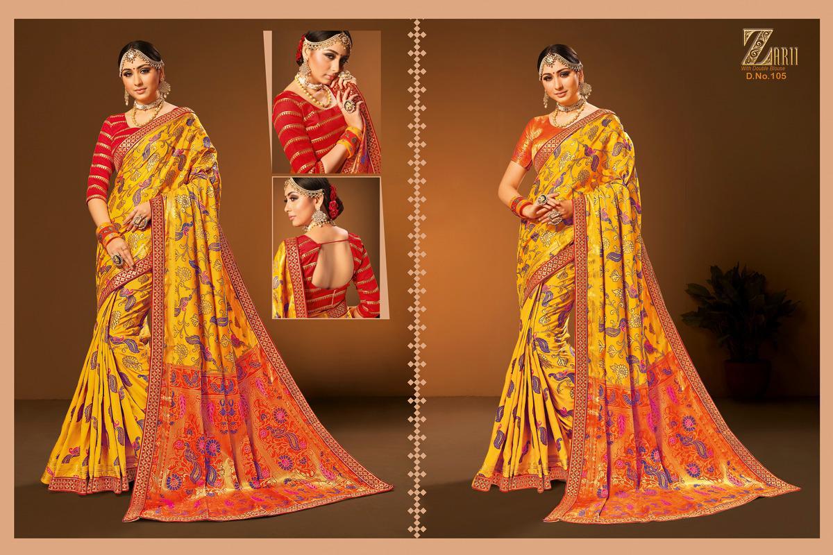 Zari 100 Series By Zari 101 To 108 Series Indian Traditional Wear Collection Beautiful Stylish Fancy Colorful Party Wear & Occasional Wear Fancy Sarees At Wholesale Price
