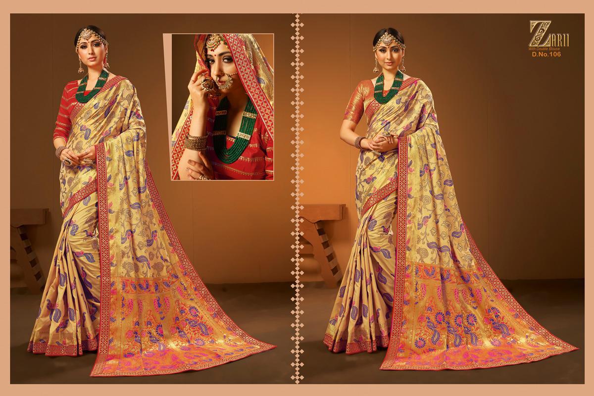 Zari 100 Series By Zari 101 To 108 Series Indian Traditional Wear Collection Beautiful Stylish Fancy Colorful Party Wear & Occasional Wear Fancy Sarees At Wholesale Price