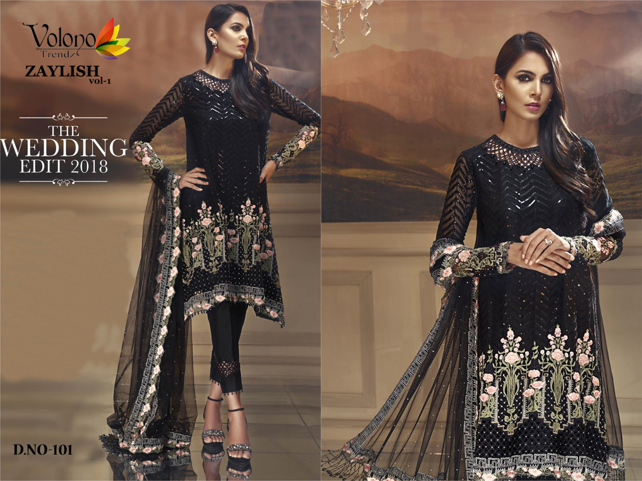 Zaylish Vol-1 By Volono Trendz 101 To 104 Series Designer Pakistani Suits Beautiful Stylish Fancy Colorful Party Wear & Occasional Wear Georgette Dresses At Wholesale Price
