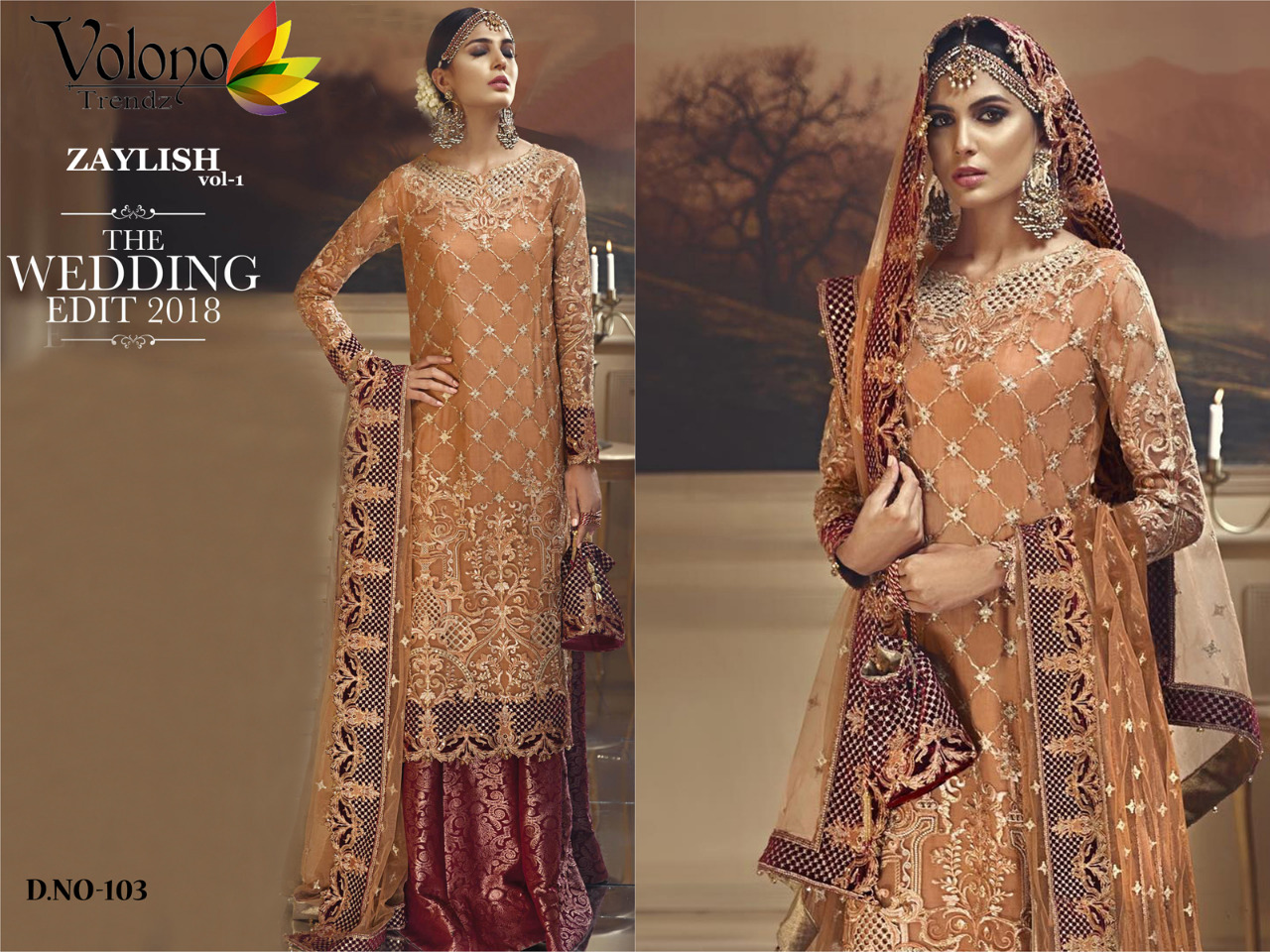 Zaylish Vol-1 By Volono Trendz 101 To 104 Series Designer Pakistani Suits Beautiful Stylish Fancy Colorful Party Wear & Occasional Wear Georgette Dresses At Wholesale Price