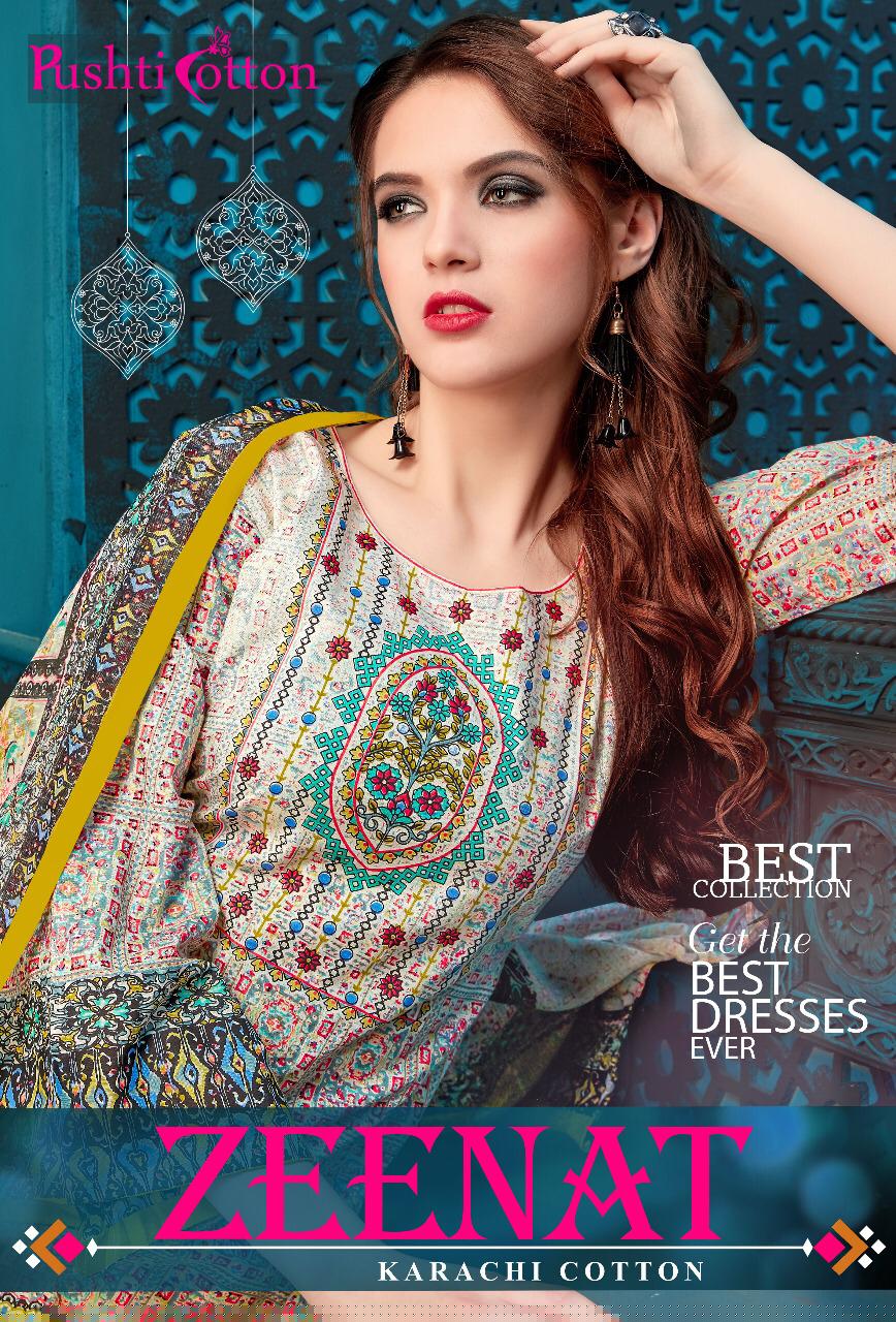 Zeenat By Pushti 1001 To 1010 Series Indian Traditional Wear Collection Beautiful Stylish Fancy Colorful Party Wear & Occasional Wear Cotton Printed Dress At Wholesale Price