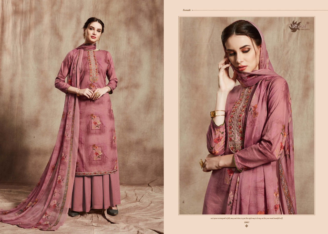 Zeenath Vol-20 By Aadesh Dresses 20001 To 20010 Series Designer Sharara Suits Collection Beautiful Stylish Fancy Colorful Party Wear & Occasional Wear Cotton With Embroidery Dresses At Wholesale Price