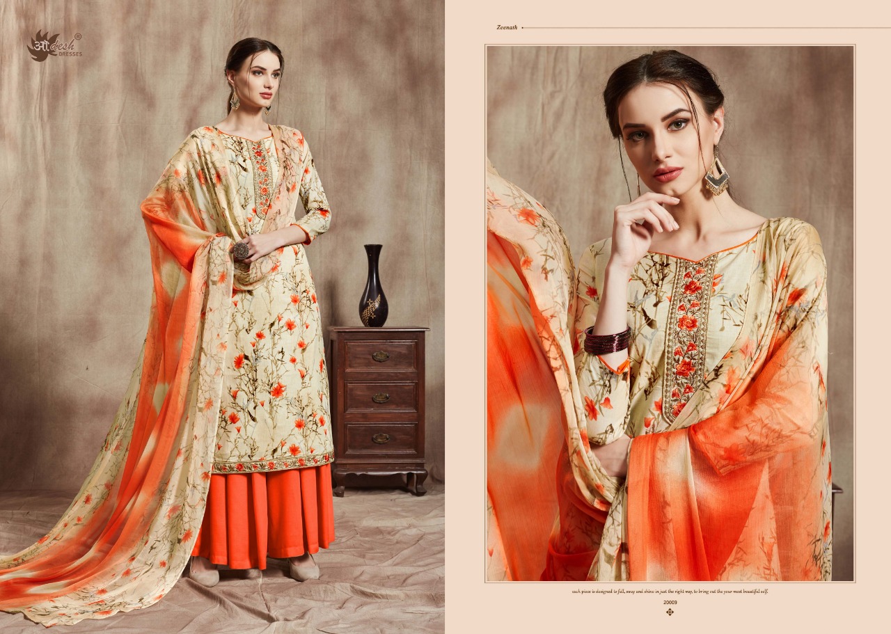 Zeenath Vol-20 By Aadesh Dresses 20001 To 20010 Series Designer Sharara Suits Collection Beautiful Stylish Fancy Colorful Party Wear & Occasional Wear Cotton With Embroidery Dresses At Wholesale Price