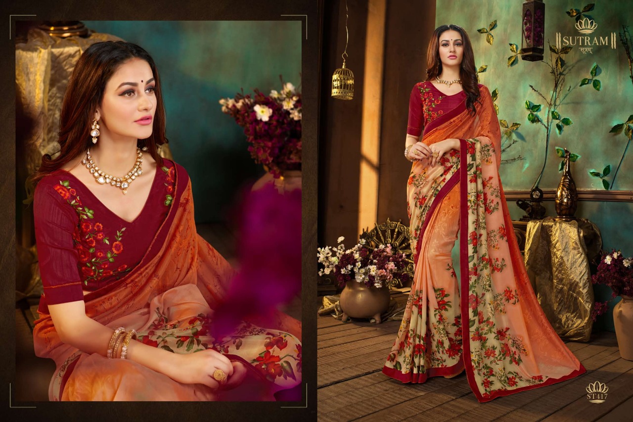 Zeeya Vol-2 By Sutram 413 To 419 Series Indian Traditional Wear Collection Beautiful Stylish Fancy Colorful Party Wear & Occasional Wear Rangoli Georgette Sarees At Wholesale Price