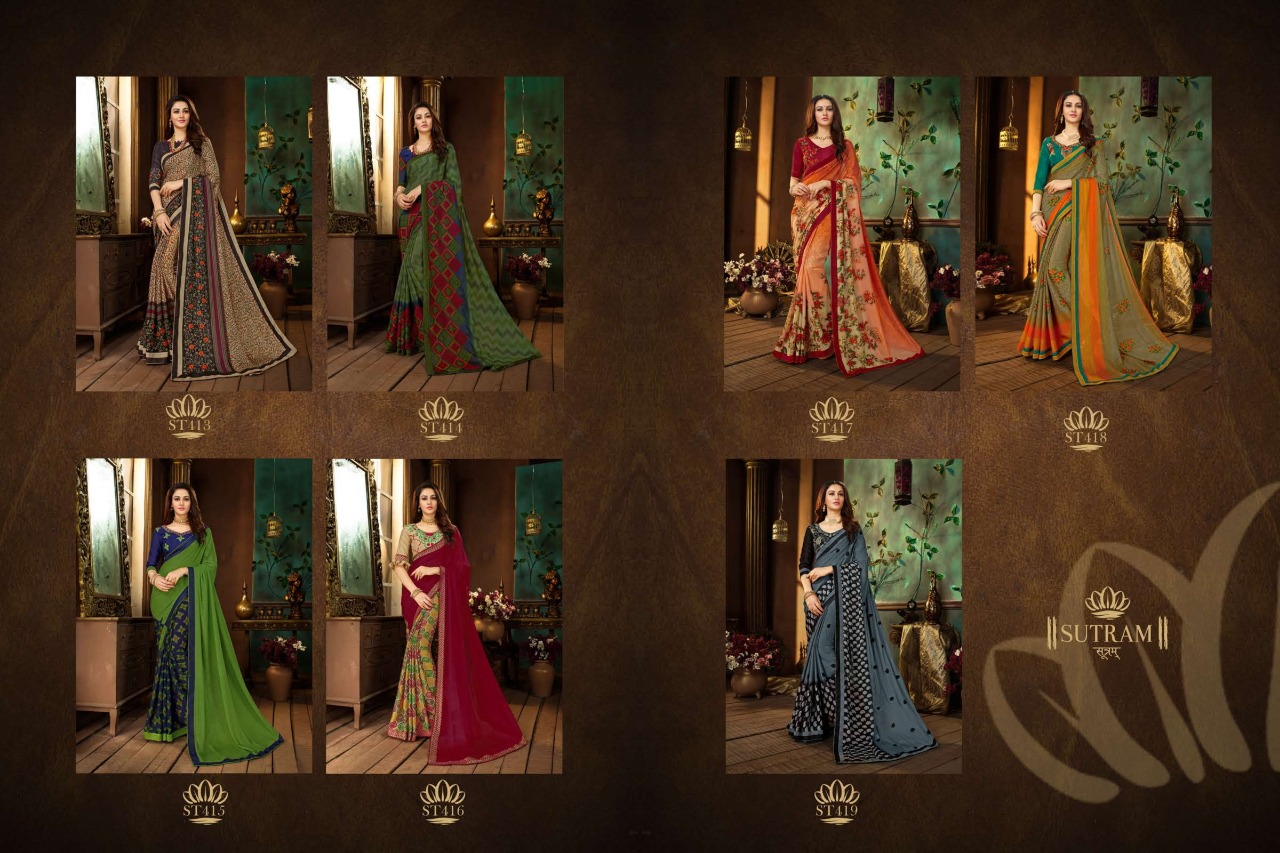 Zeeya Vol-2 By Sutram 413 To 419 Series Indian Traditional Wear Collection Beautiful Stylish Fancy Colorful Party Wear & Occasional Wear Rangoli Georgette Sarees At Wholesale Price