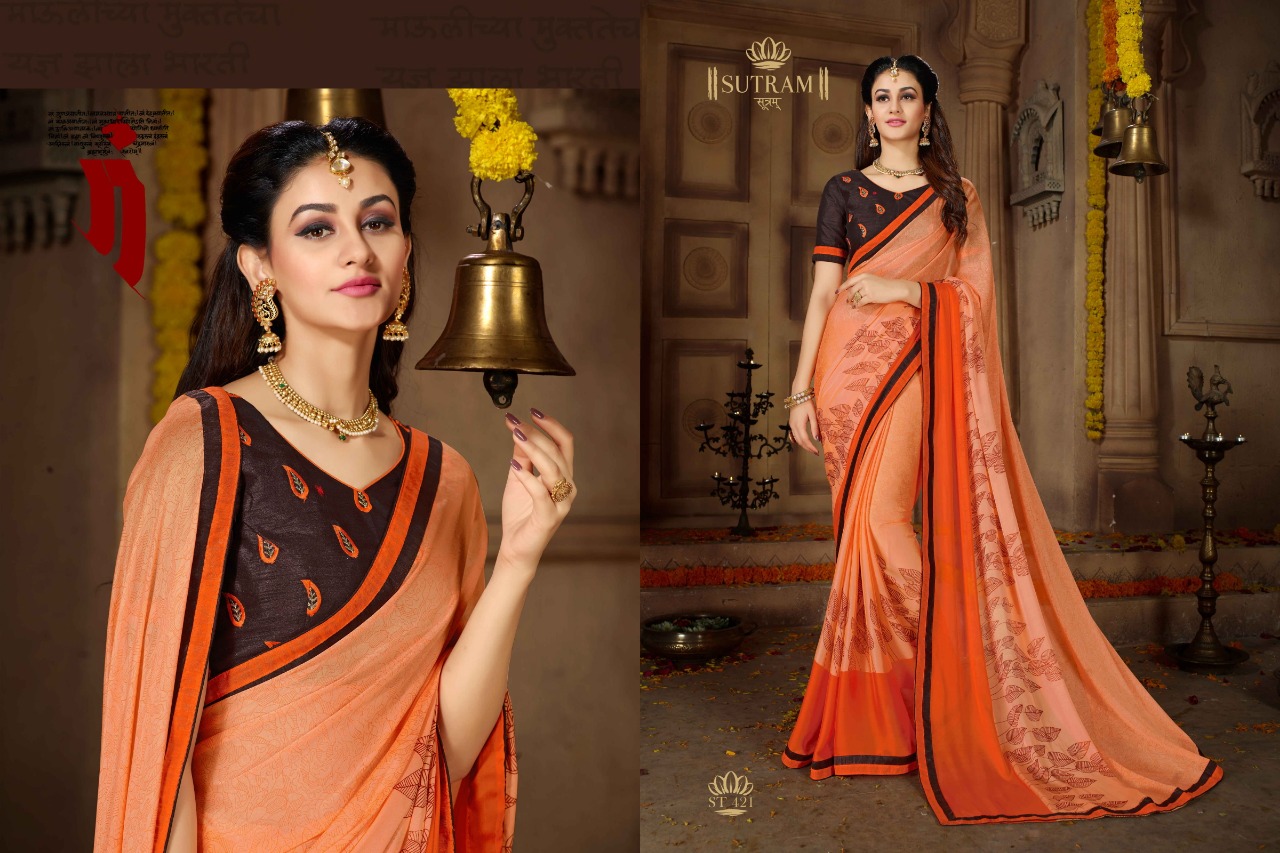 Zeeya Vol-3 By Sutram 420 To 425 Series Indian Traditional Wear Collection Beautiful Stylish Fancy Colorful Party Wear & Occasional Wear Georgette/ Silk Embroidered Sarees At Wholesale Price