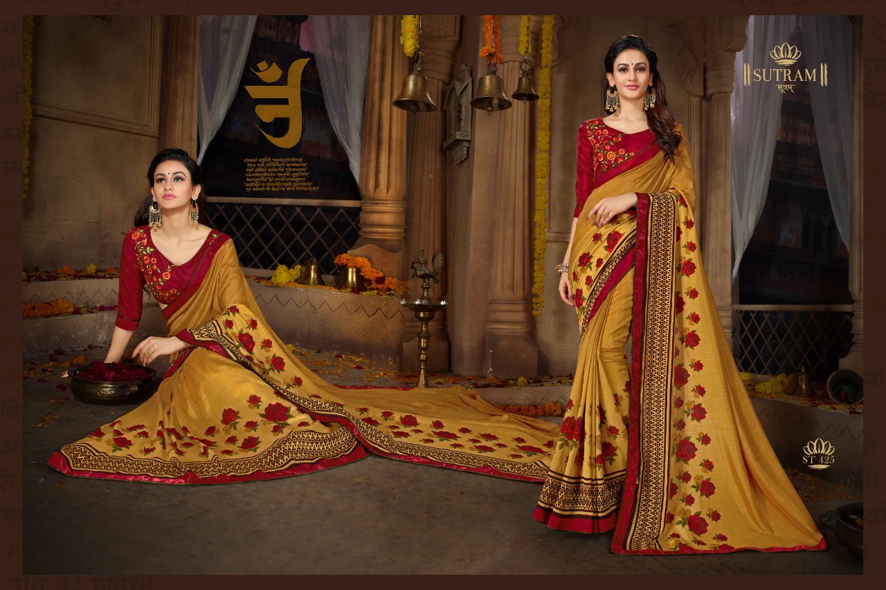 Zeeya Vol-3 By Sutram 420 To 425 Series Indian Traditional Wear Collection Beautiful Stylish Fancy Colorful Party Wear & Occasional Wear Georgette/ Silk Embroidered Sarees At Wholesale Price