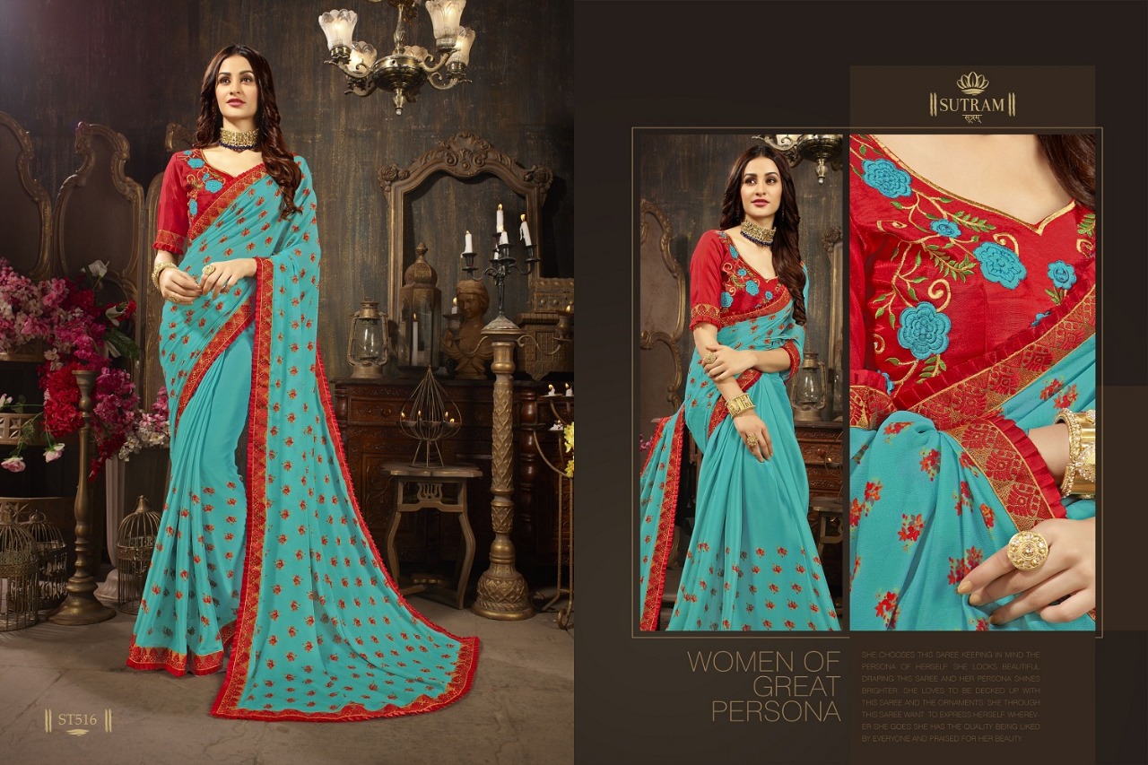 Zeeya Vol-4 By Sutram 515 To 520 Series Indian Traditional Wear Collection Beautiful Stylish Fancy Colorful Party Wear & Occasional Wear Georgette Silk Printed Sarees At Wholesale Price