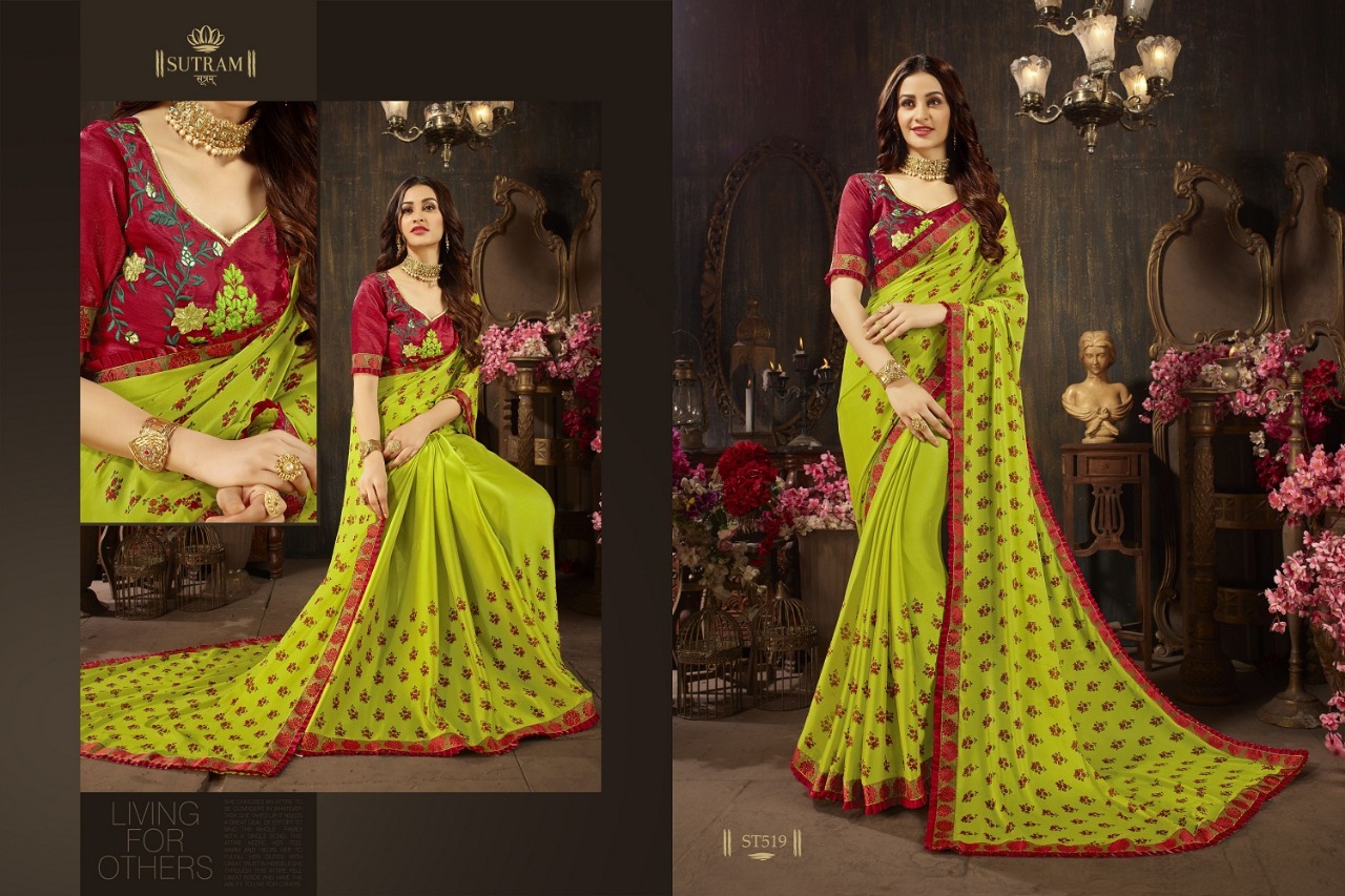 Zeeya Vol-4 By Sutram 515 To 520 Series Indian Traditional Wear Collection Beautiful Stylish Fancy Colorful Party Wear & Occasional Wear Georgette Silk Printed Sarees At Wholesale Price