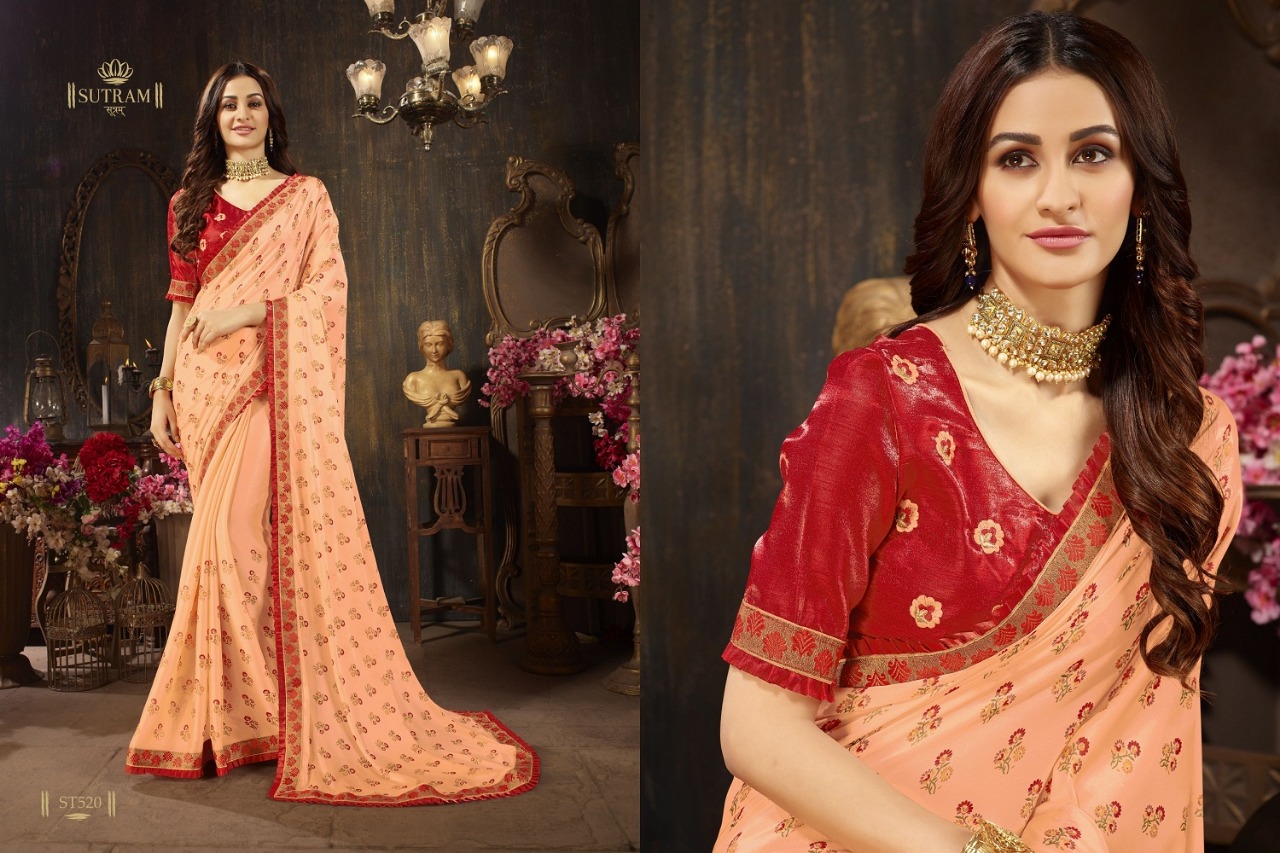 Zeeya Vol-4 By Sutram 515 To 520 Series Indian Traditional Wear Collection Beautiful Stylish Fancy Colorful Party Wear & Occasional Wear Georgette Silk Printed Sarees At Wholesale Price