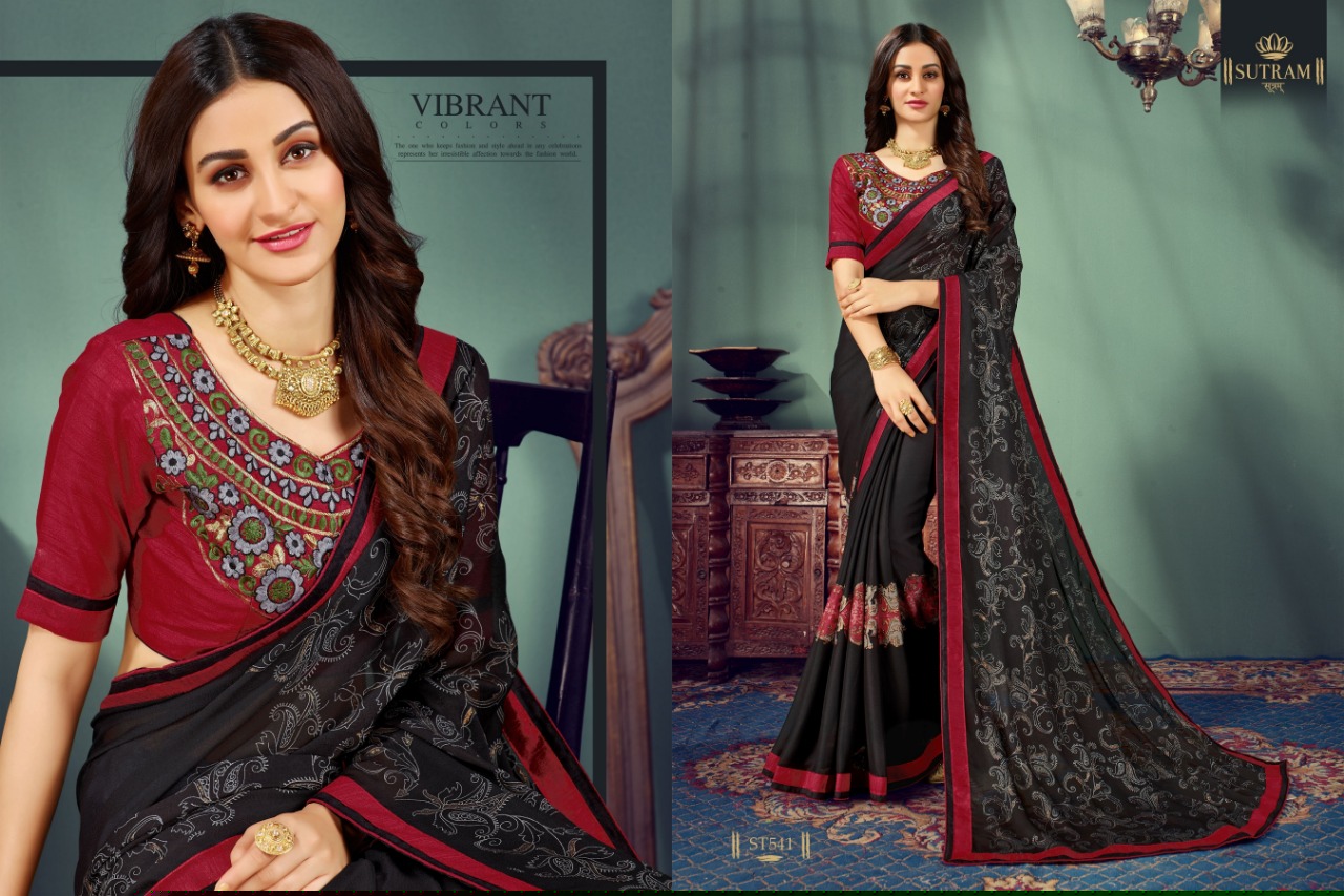 Zeeya Vol-5 By Sutram 537 To 542 Series Indian Traditional Wear Collection Beautiful Stylish Fancy Colorful Party Wear & Occasional Wear Pure Chiffon Printed Sarees At Wholesale Price