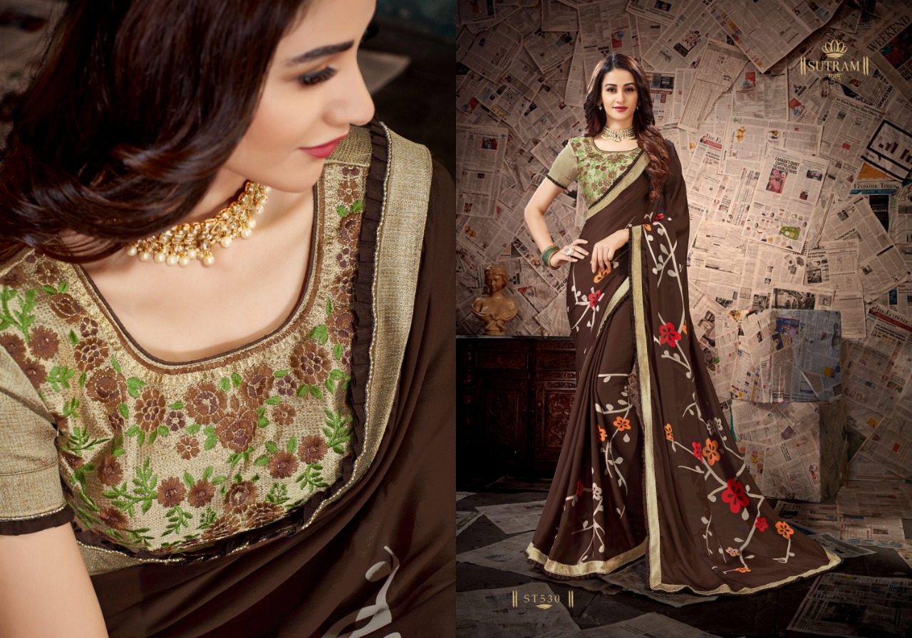 Zeeya Vol-6 By Sutram 529 To 536 Series Indian Traditional Wear Collection Beautiful Stylish Fancy Colorful Party Wear & Occasional Wear Pure Satin Georgette Printed Sarees At Wholesale Price