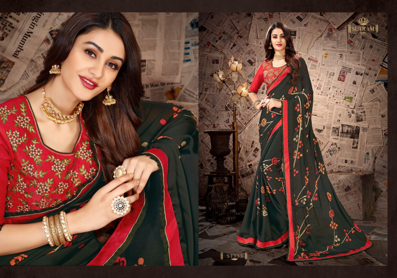Zeeya Vol-6 By Sutram 529 To 536 Series Indian Traditional Wear Collection Beautiful Stylish Fancy Colorful Party Wear & Occasional Wear Pure Satin Georgette Printed Sarees At Wholesale Price