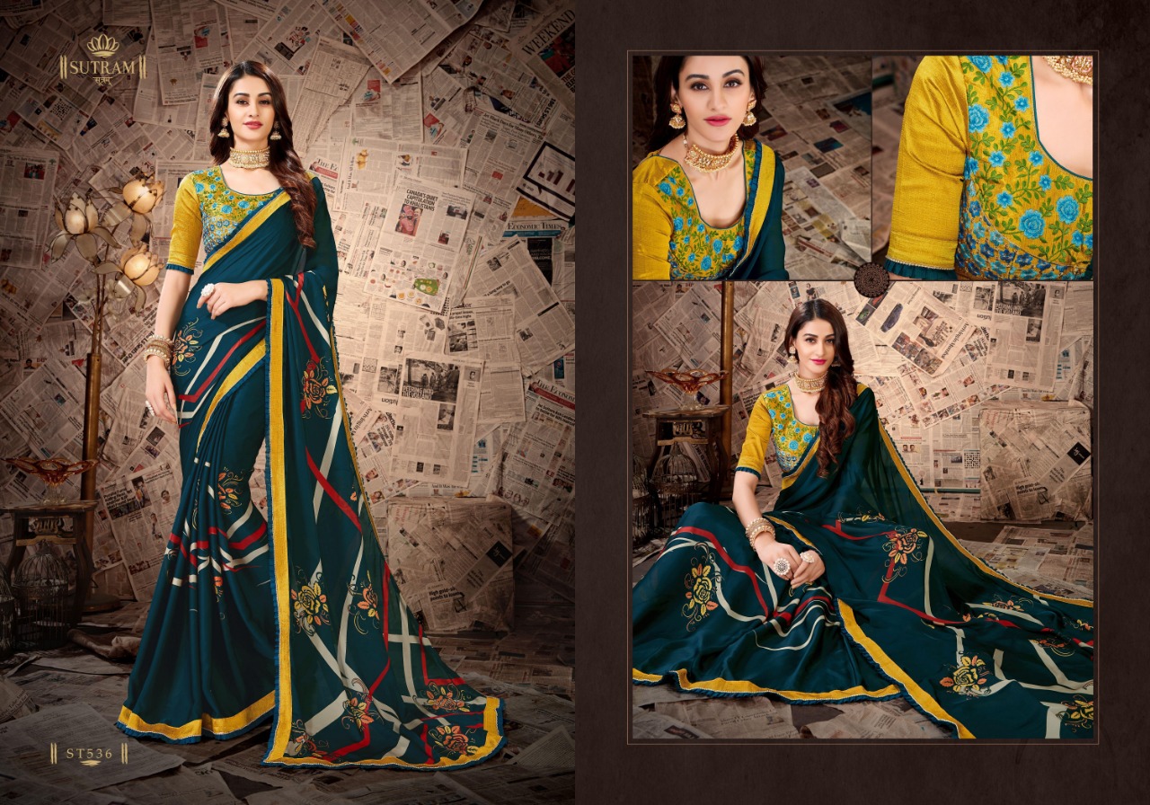 Zeeya Vol-6 By Sutram 529 To 536 Series Indian Traditional Wear Collection Beautiful Stylish Fancy Colorful Party Wear & Occasional Wear Pure Satin Georgette Printed Sarees At Wholesale Price