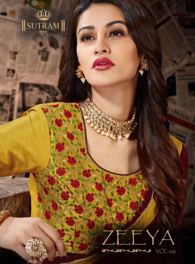Zeeya Vol-6 By Sutram 529  To 536  Series Indian Traditional Wear Collection Beautiful Stylish Fancy Colorful Party Wear & Occasional Wear Pure Satin Georgette Printed Sarees At Wholesale Price