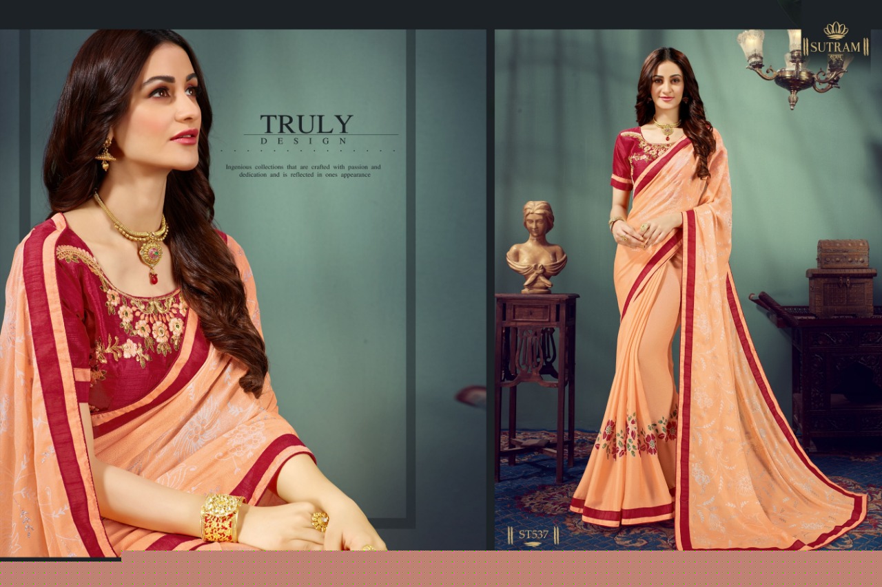 Zeeya Vol-7 By Sutram 537 To 542 Series Indian Traditional Wear Collection Beautiful Stylish Fancy Colorful Party Wear & Occasional Wear Pure Chiffon Printed Sarees At Wholesale Price