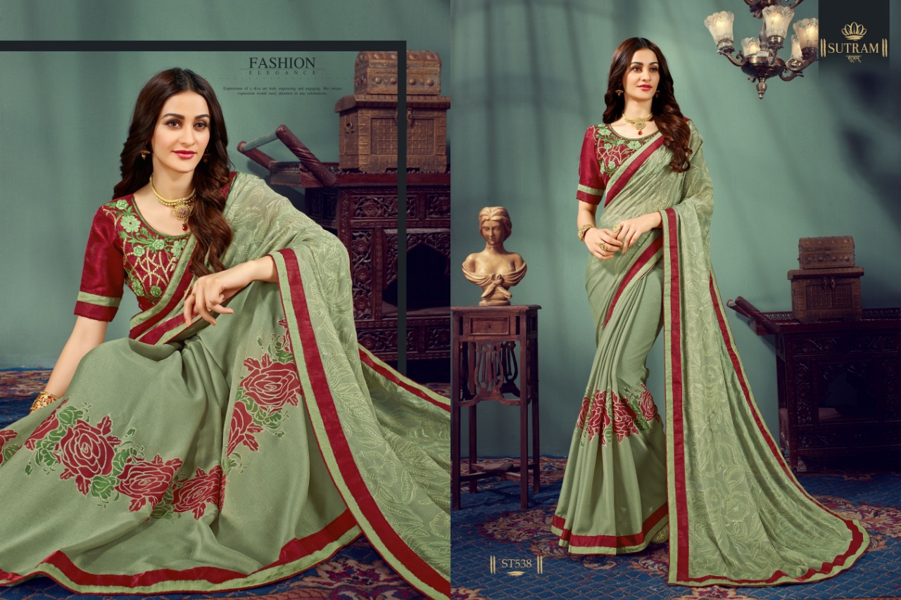Zeeya Vol-7 By Sutram 537 To 542 Series Indian Traditional Wear Collection Beautiful Stylish Fancy Colorful Party Wear & Occasional Wear Pure Chiffon Printed Sarees At Wholesale Price