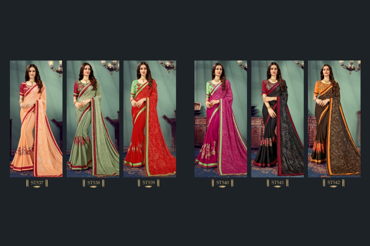 Zeeya Vol-7 By Sutram 537 To 542 Series Indian Traditional Wear Collection Beautiful Stylish Fancy Colorful Party Wear & Occasional Wear Pure Chiffon Printed Sarees At Wholesale Price