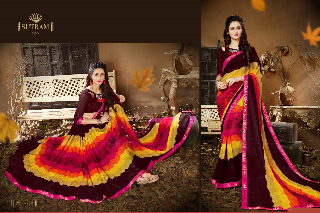 Zeeya By Sutram 362 To 370 Series Beautiful Stylish Fancy Colorful Traditional Wear Collection Party Wear & Occasional Wear Georgette Printed Sarees At Wholesale Price