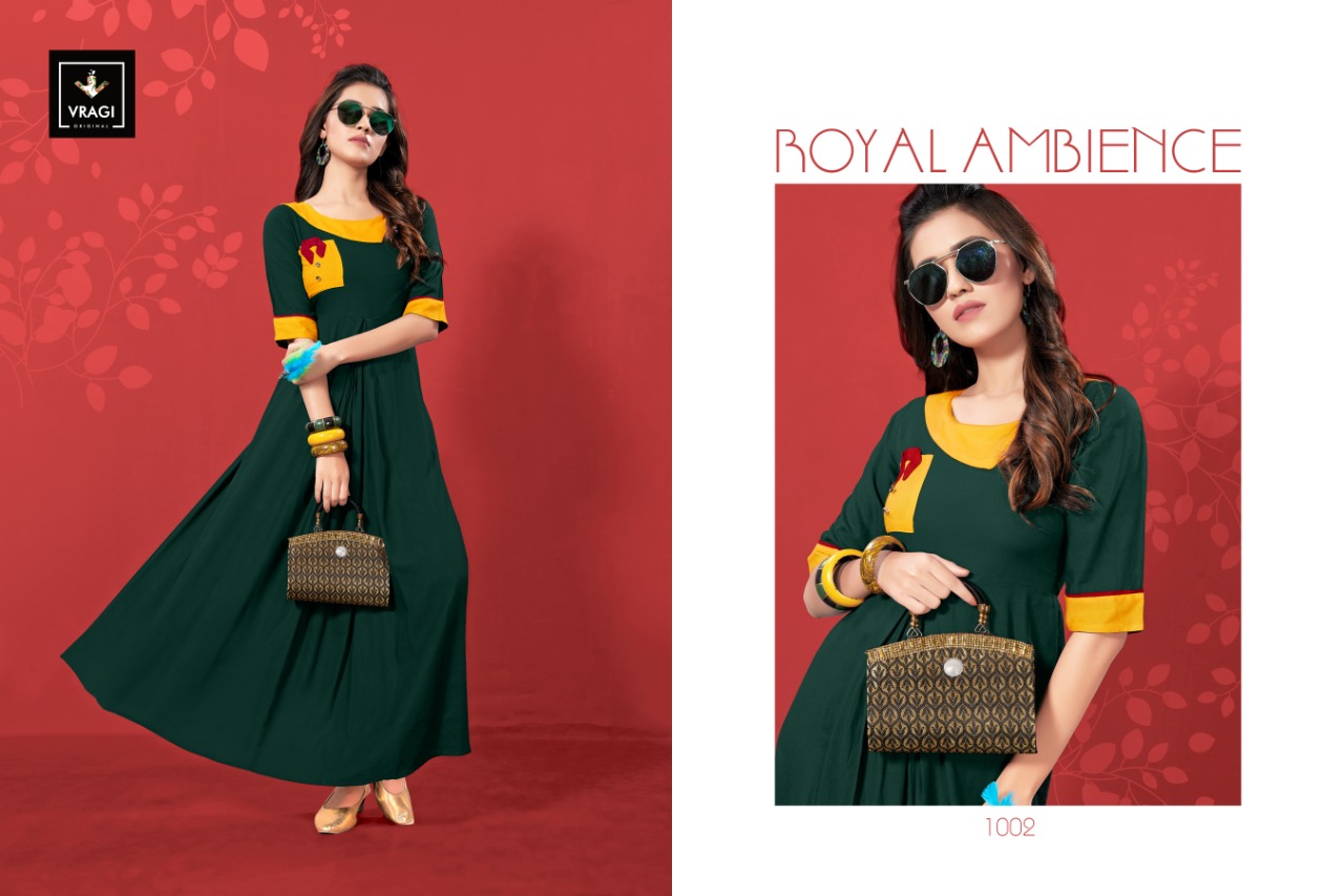 Zemira By Vragi 1001 To 1008 Series Beautiful Colorful Stylish Fancy Casual Wear & Ethnic Wear & Ready To Wear Heavy Rayon Kurtis At Wholesale Price
