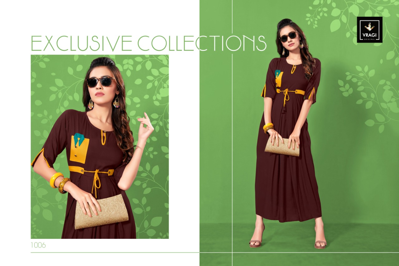 Zemira By Vragi 1001 To 1008 Series Beautiful Colorful Stylish Fancy Casual Wear & Ethnic Wear & Ready To Wear Heavy Rayon Kurtis At Wholesale Price