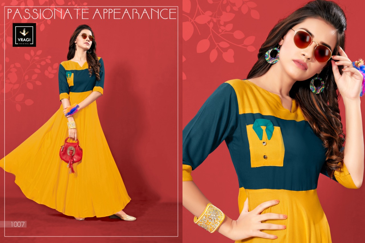 Zemira By Vragi 1001 To 1008 Series Beautiful Colorful Stylish Fancy Casual Wear & Ethnic Wear & Ready To Wear Heavy Rayon Kurtis At Wholesale Price
