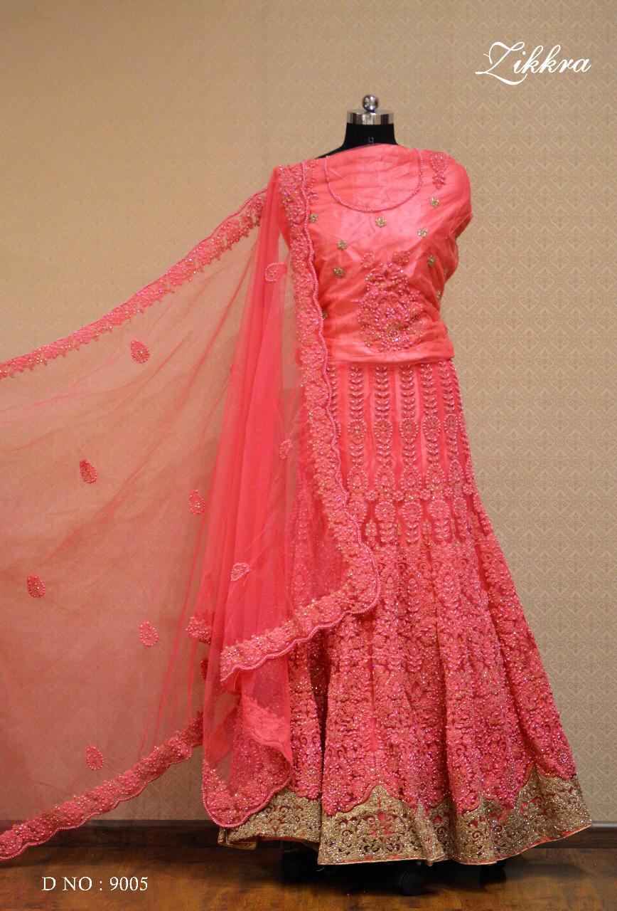 Zikkra Lehenga Vol-7 By Zikkra 9001 To 9010 Series Indian Bridal Wear Collection Beautiful Stylish Fancy Colorful Party Wear & Occasional Wear Net & Velvet Lehengas At Wholesale Price