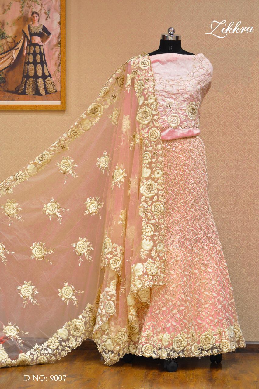Zikkra Lehenga Vol-7 By Zikkra 9001 To 9010 Series Indian Bridal Wear Collection Beautiful Stylish Fancy Colorful Party Wear & Occasional Wear Net & Velvet Lehengas At Wholesale Price