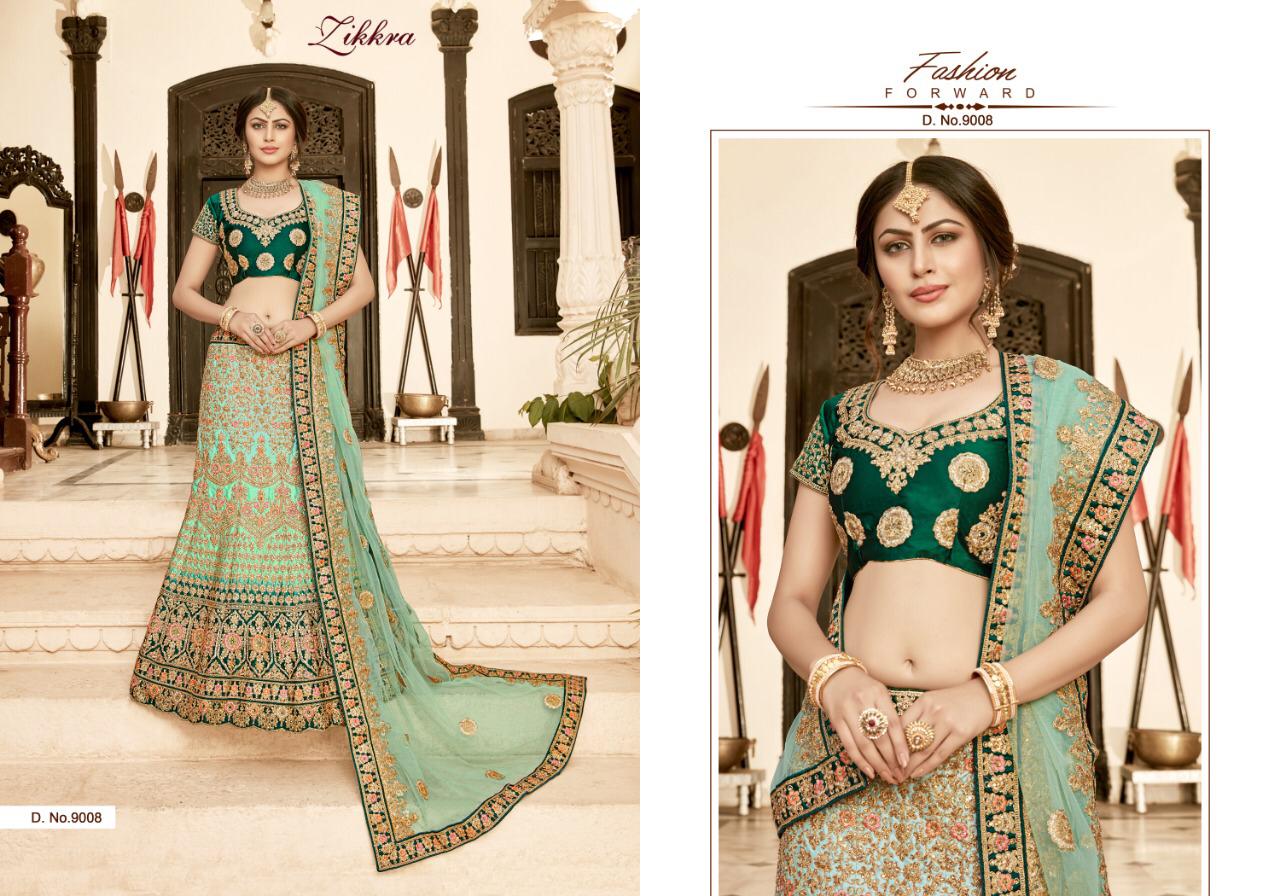 Zikkra Vol-7 By Zikkra 9001 To 9009 Series Indian Bridal Wear Collection Beautiful Stylish Fancy Colorful Party Wear & Occasional Wear Pure Heavy Silk Lehengas At Wholesale Price