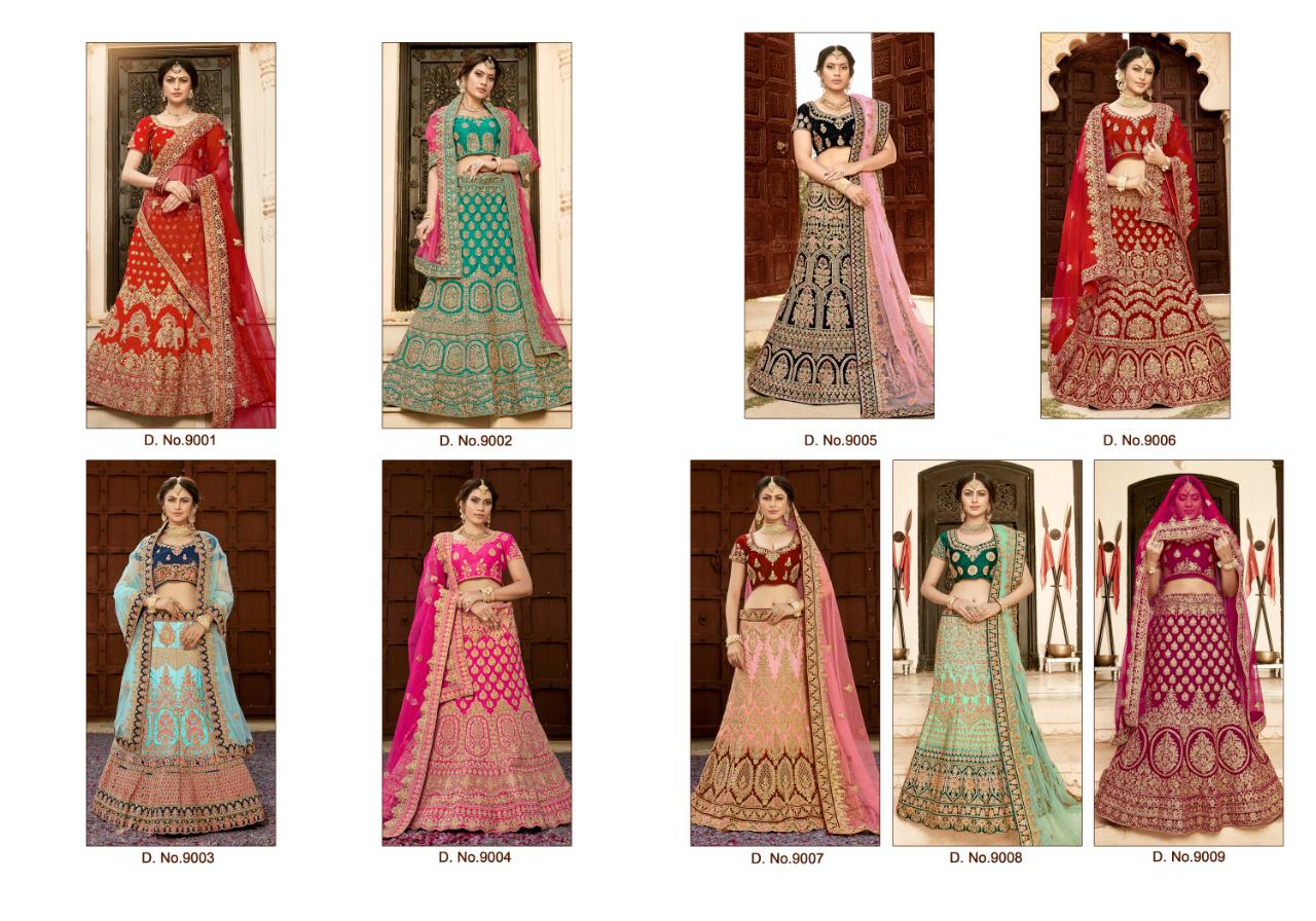 Zikkra Vol-7 By Zikkra 9001 To 9009 Series Indian Bridal Wear Collection Beautiful Stylish Fancy Colorful Party Wear & Occasional Wear Pure Heavy Silk Lehengas At Wholesale Price