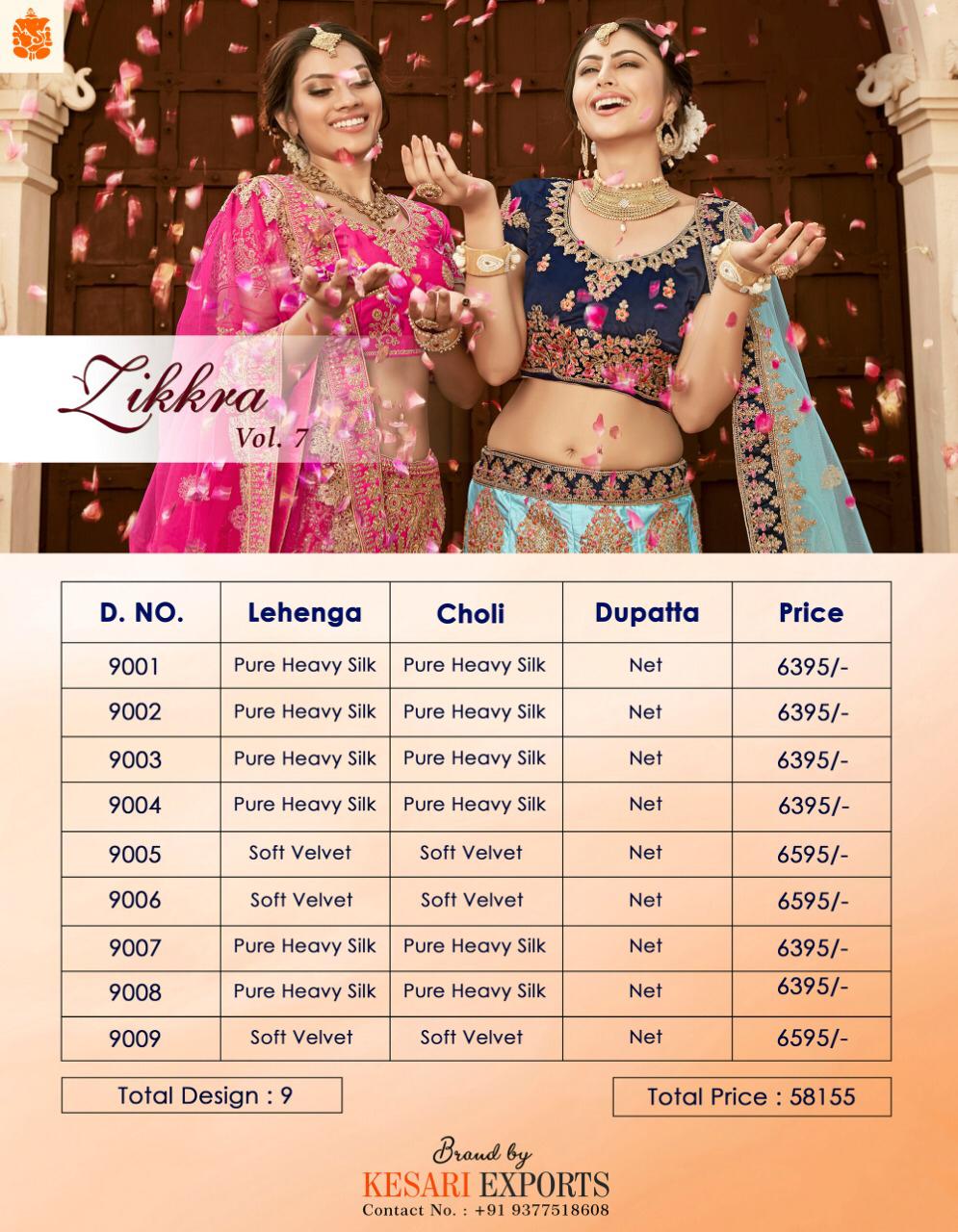 Zikkra Vol-7 By Zikkra 9001 To 9009 Series Indian Bridal Wear Collection Beautiful Stylish Fancy Colorful Party Wear & Occasional Wear Pure Heavy Silk Lehengas At Wholesale Price
