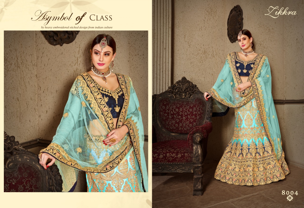 Zikkra Lehenga Vol-6 By Zikkra 8001 To 8009 Series Indian Bridal Wear Collection Beautiful Stylish Fancy Colorful Party Wear & Occasional Wear Satin & Velvet Lehengas At Wholesale Price