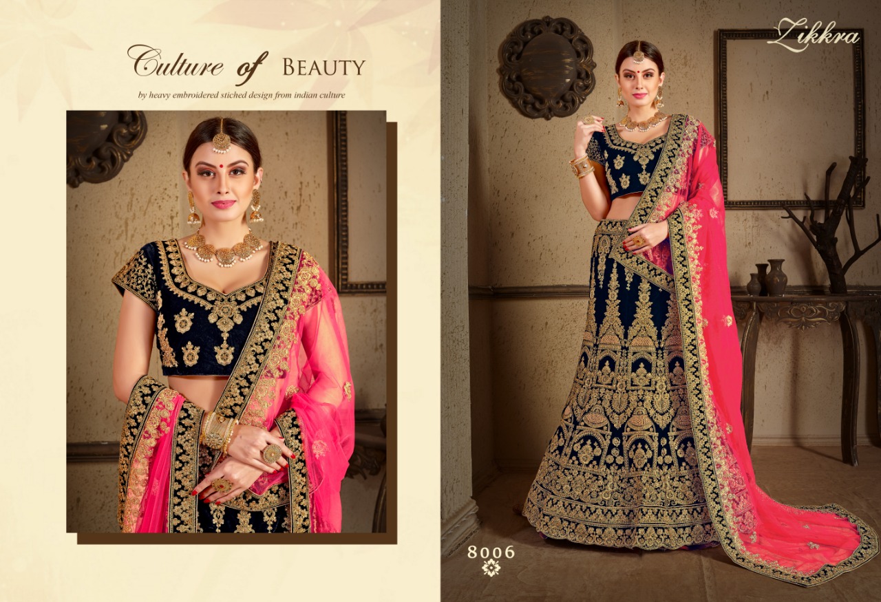 Zikkra Lehenga Vol-6 By Zikkra 8001 To 8009 Series Indian Bridal Wear Collection Beautiful Stylish Fancy Colorful Party Wear & Occasional Wear Satin & Velvet Lehengas At Wholesale Price