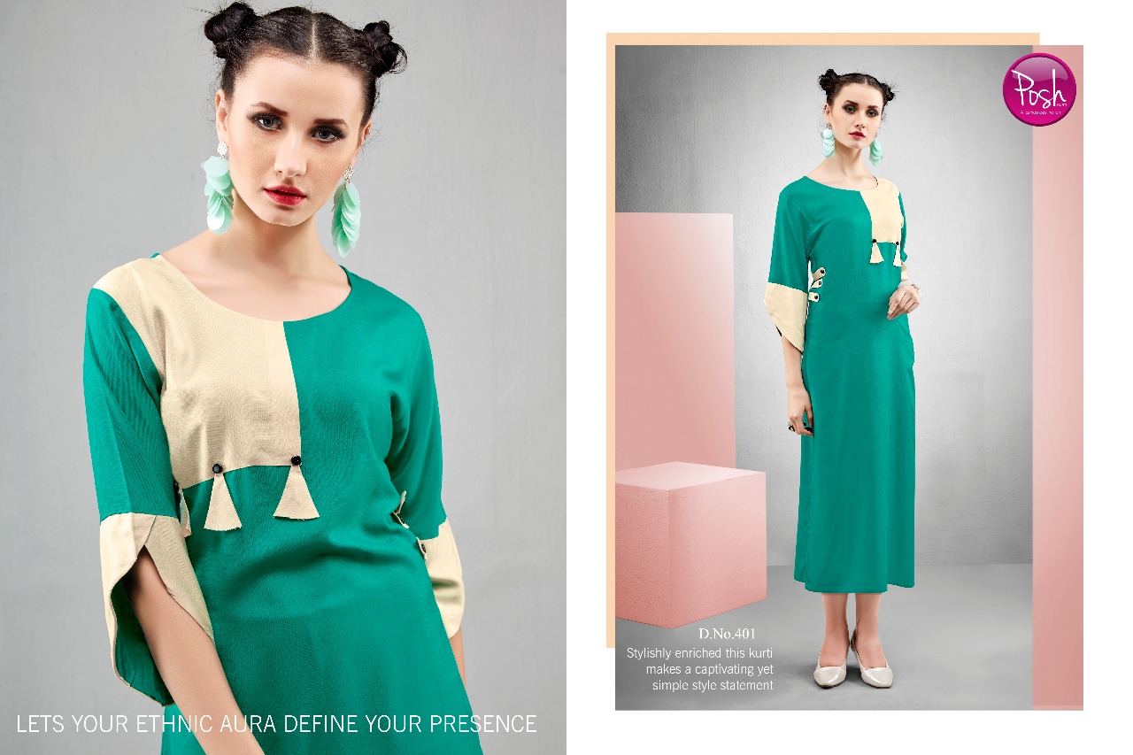Zini Mini By Posh 401 To 408 Series Beautiful Stylish Fancy Colorful Casual Wear & Ethnic Wear & Ready To Wear Pure Rayon Kurtis At Wholesale Price