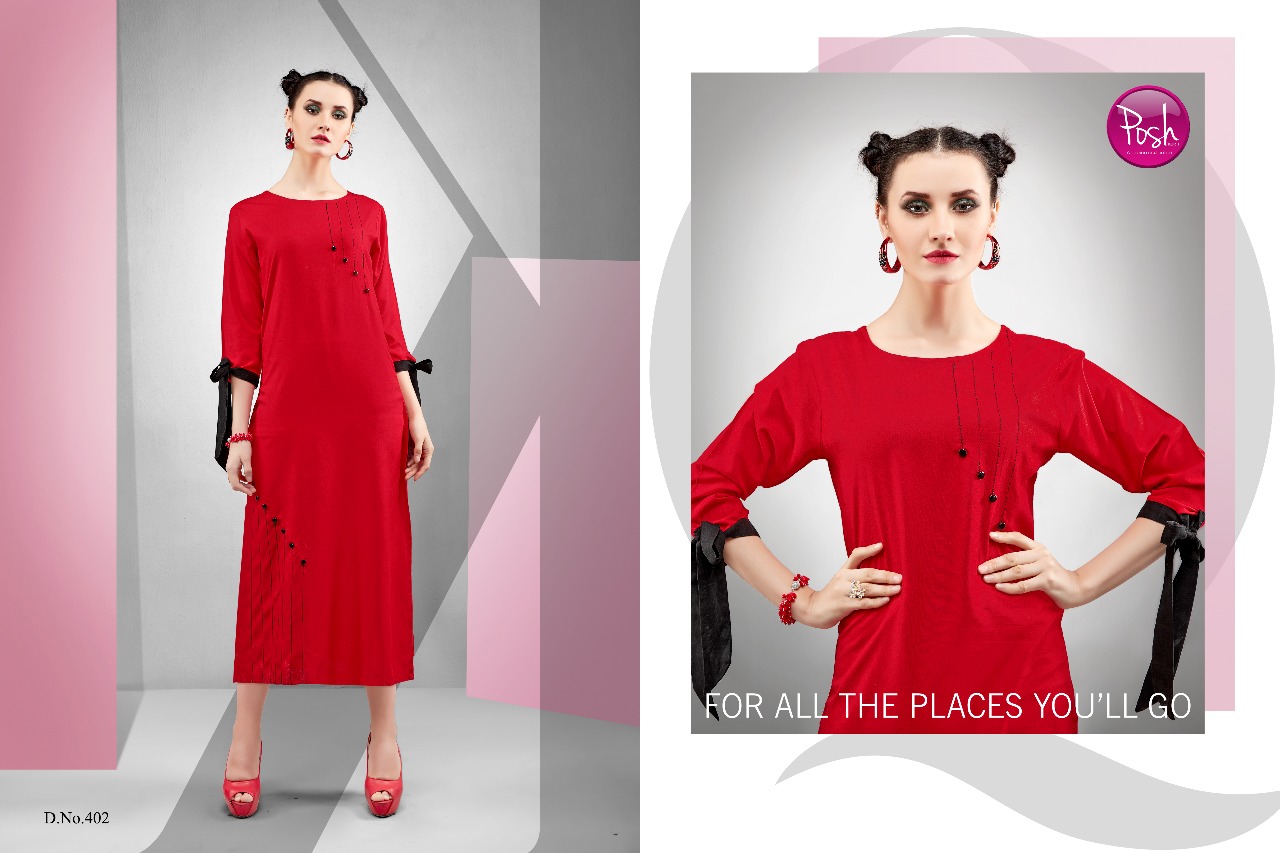 Zini Mini By Posh 401 To 408 Series Beautiful Stylish Fancy Colorful Casual Wear & Ethnic Wear & Ready To Wear Pure Rayon Kurtis At Wholesale Price