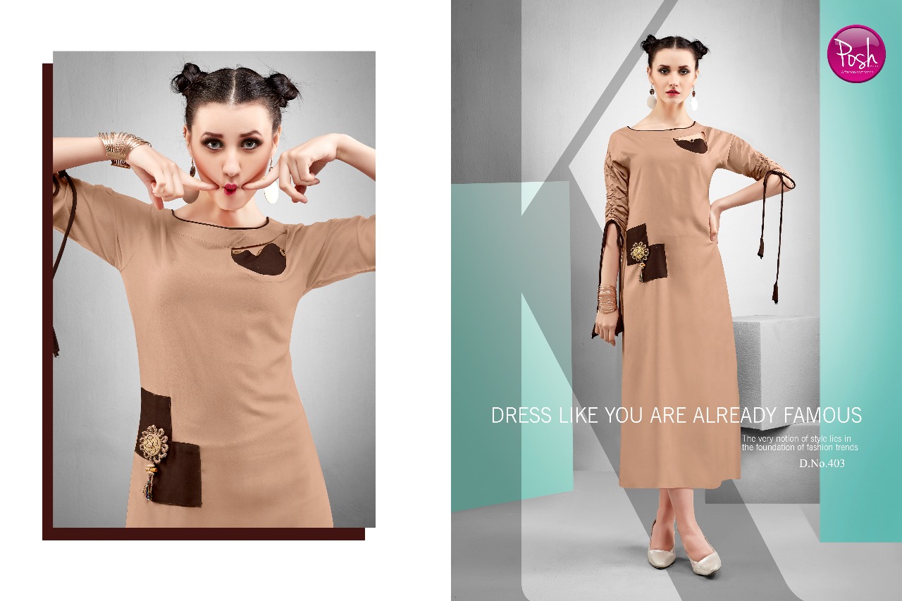 Zini Mini By Posh 401 To 408 Series Beautiful Stylish Fancy Colorful Casual Wear & Ethnic Wear & Ready To Wear Pure Rayon Kurtis At Wholesale Price