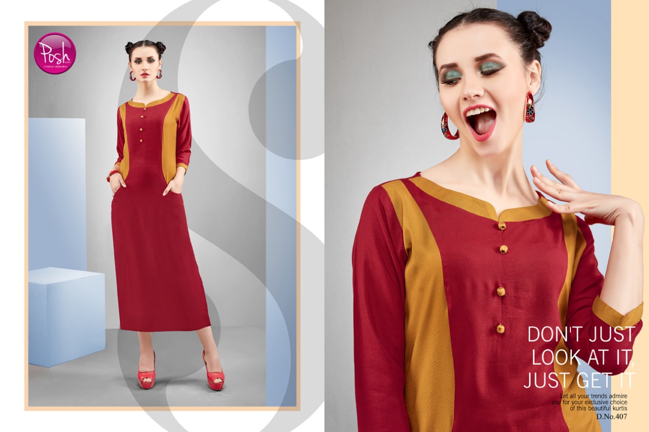 Zini Mini By Posh 401 To 408 Series Beautiful Stylish Fancy Colorful Casual Wear & Ethnic Wear & Ready To Wear Pure Rayon Kurtis At Wholesale Price
