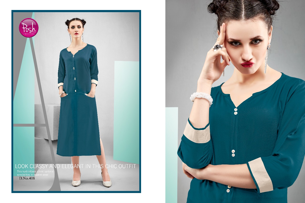 Zini Mini By Posh 401 To 408 Series Beautiful Stylish Fancy Colorful Casual Wear & Ethnic Wear & Ready To Wear Pure Rayon Kurtis At Wholesale Price