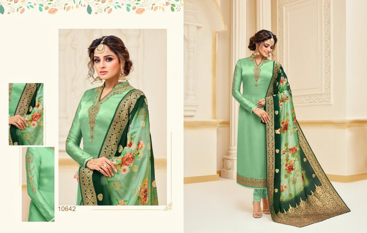 Zisa Vol-58 By Meera Trendz 10641 To 10645 Series Designer Beautiful Colorful Fancy Casual Wear & Party Wear Satin Georgette Embroidered Dresses At Wholesale Price