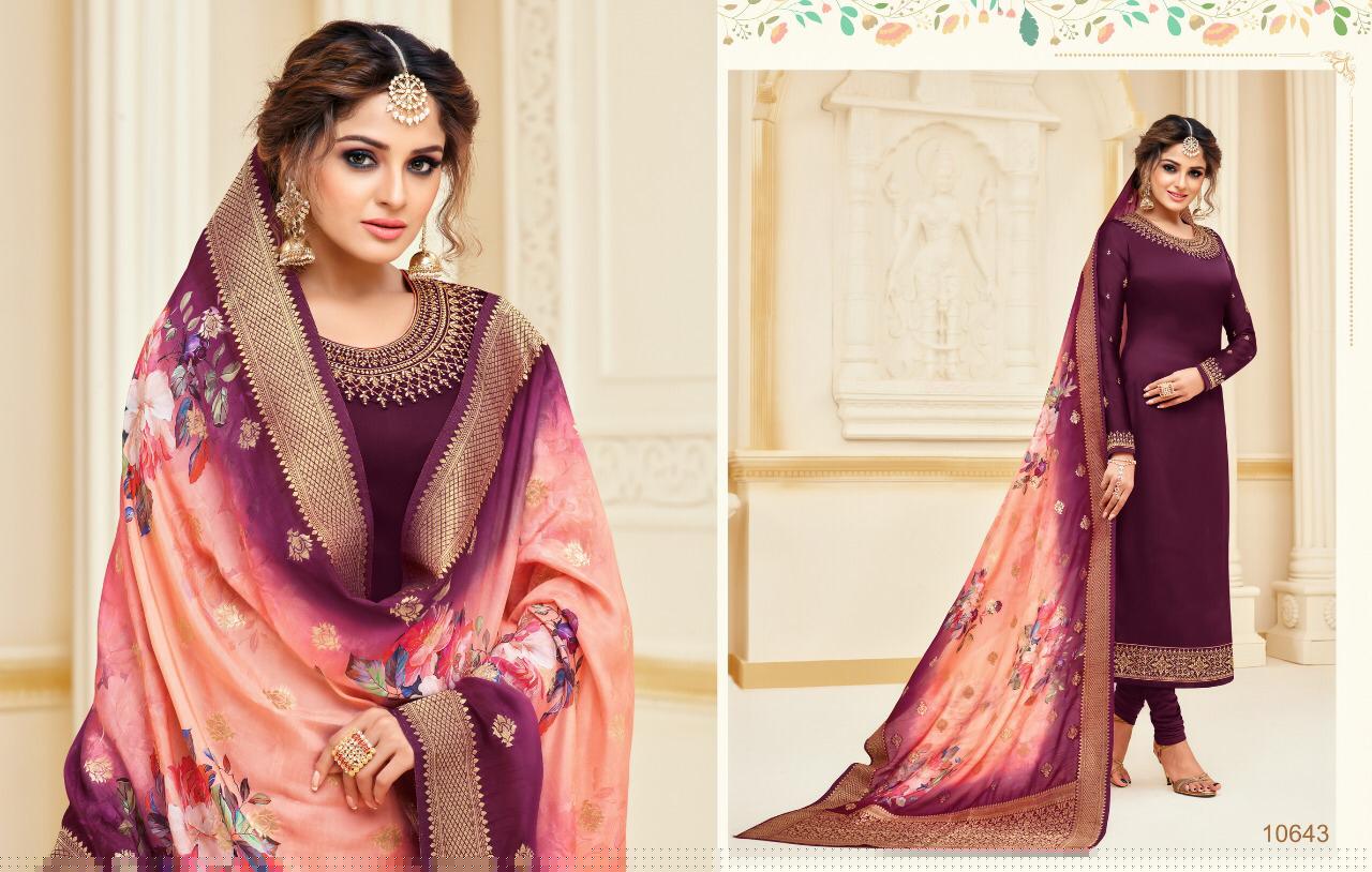 Zisa Vol-58 By Meera Trendz 10641 To 10645 Series Designer Beautiful Colorful Fancy Casual Wear & Party Wear Satin Georgette Embroidered Dresses At Wholesale Price