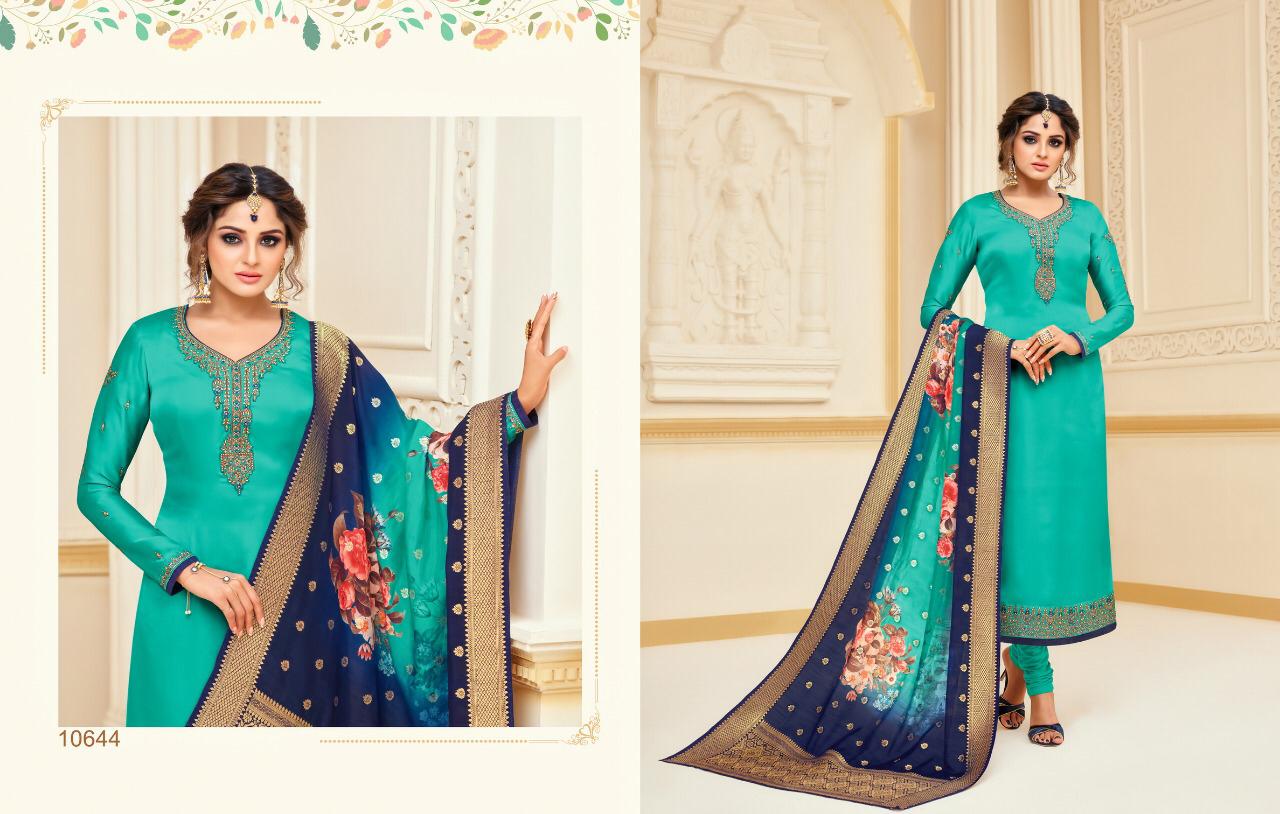 Zisa Vol-58 By Meera Trendz 10641 To 10645 Series Designer Beautiful Colorful Fancy Casual Wear & Party Wear Satin Georgette Embroidered Dresses At Wholesale Price