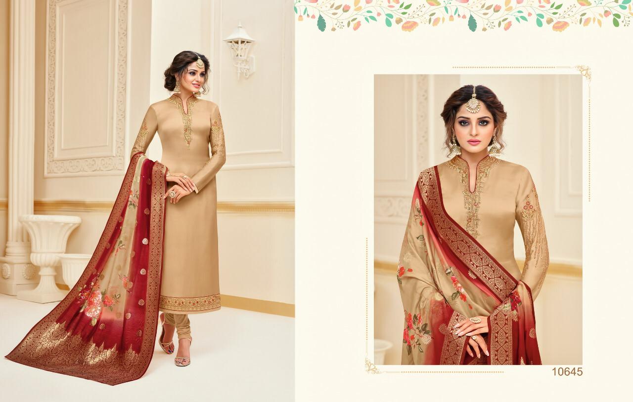 Zisa Vol-58 By Meera Trendz 10641 To 10645 Series Designer Beautiful Colorful Fancy Casual Wear & Party Wear Satin Georgette Embroidered Dresses At Wholesale Price