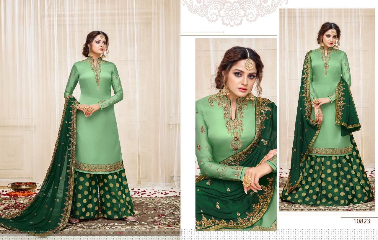 Zisa Vol-59 By Meera Trendz 10821 To 10825 Series Designer Beautiful Colorful Fancy Casual Wear & Party Wear Satin Georgette Embroidered Dresses At Wholesale Price