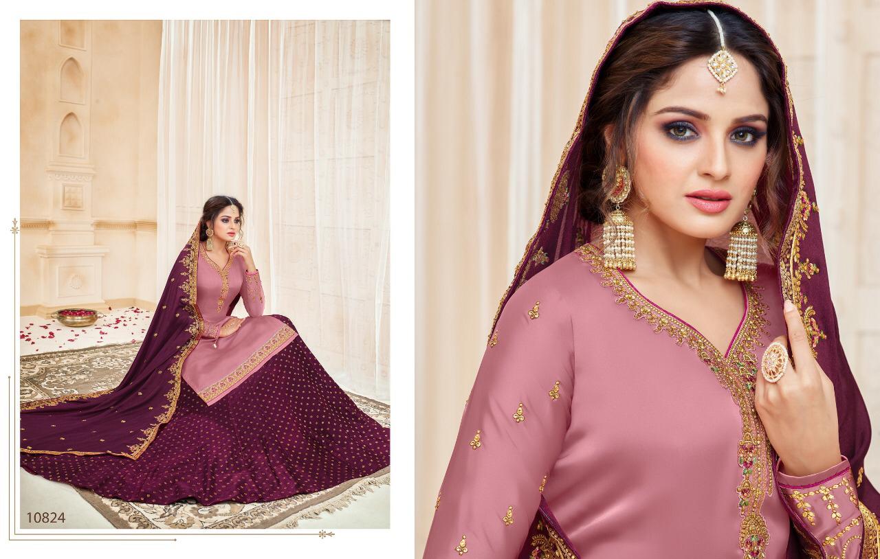 Zisa Vol-59 By Meera Trendz 10821 To 10825 Series Designer Beautiful Colorful Fancy Casual Wear & Party Wear Satin Georgette Embroidered Dresses At Wholesale Price