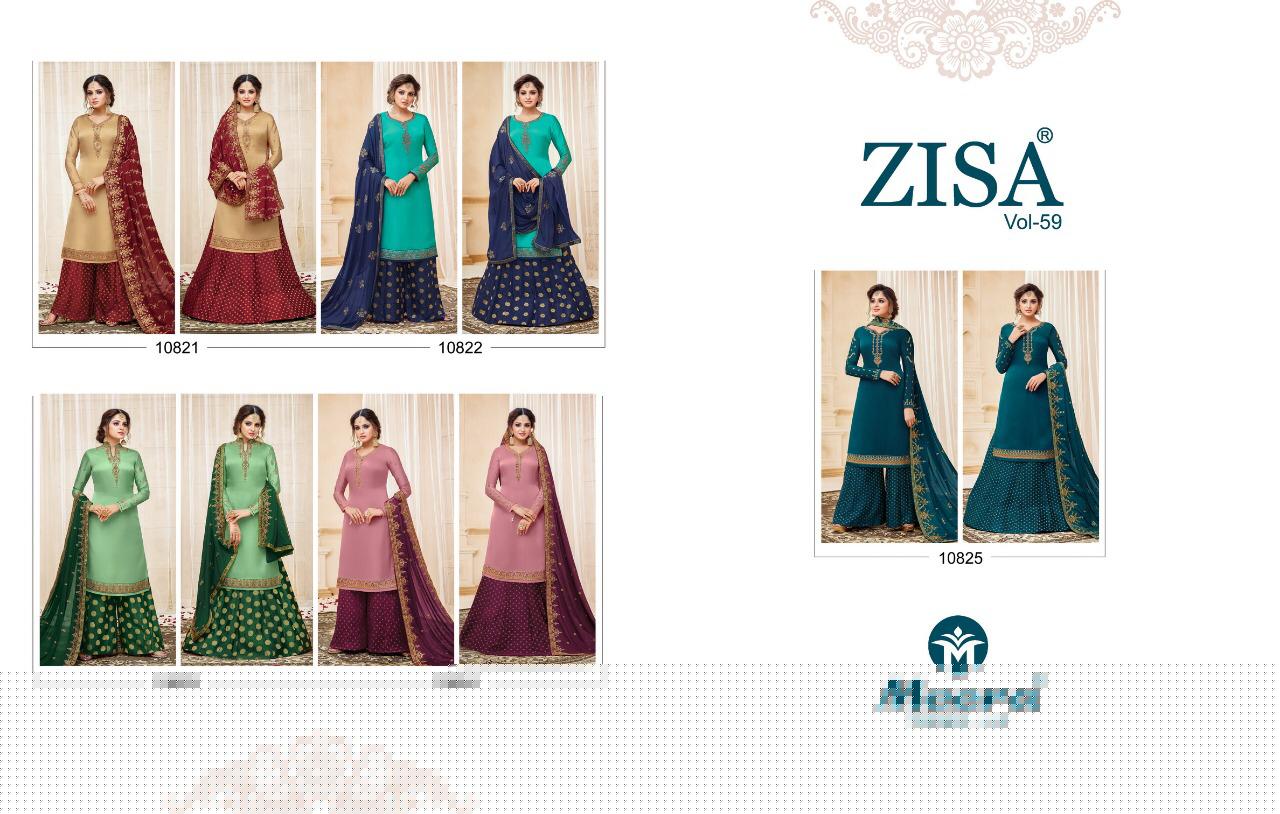 Zisa Vol-59 By Meera Trendz 10821 To 10825 Series Designer Beautiful Colorful Fancy Casual Wear & Party Wear Satin Georgette Embroidered Dresses At Wholesale Price