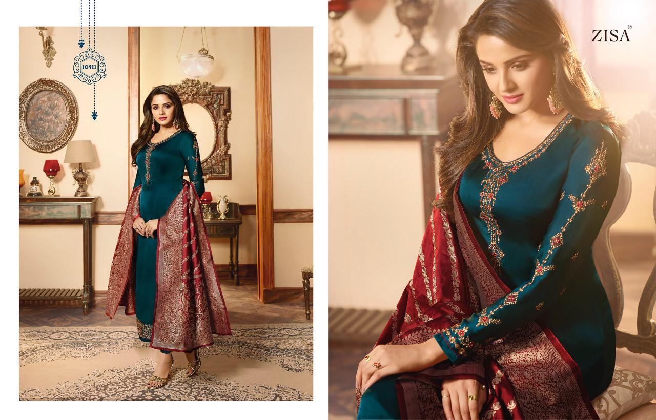 Zeesa Banarasi Vol-5 By Meera Trendz 10911 To 10918 Designer Suits Beautiful Stylish Fancy Colorful Party Wear & Ethnic Wear Georgette Silk With Embrolidered Dresses At Wholesale Price