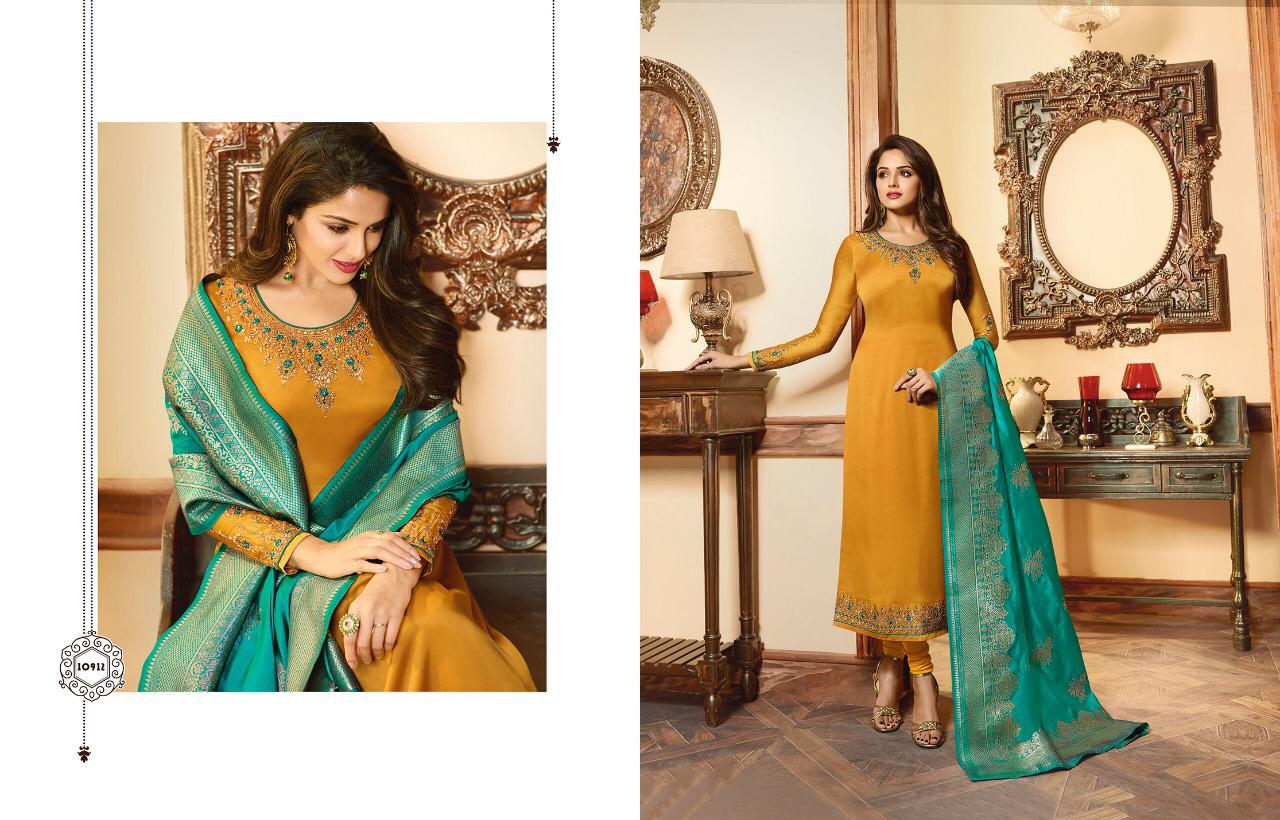 Zeesa Banarasi Vol-5 By Meera Trendz 10911 To 10918 Designer Suits Beautiful Stylish Fancy Colorful Party Wear & Ethnic Wear Georgette Silk With Embrolidered Dresses At Wholesale Price