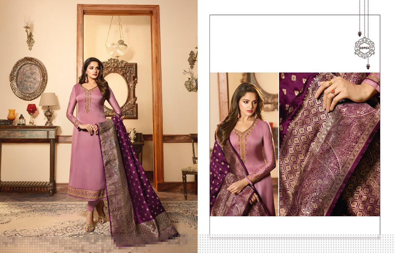 Zeesa Banarasi Vol-5 By Meera Trendz 10911 To 10918 Designer Suits Beautiful Stylish Fancy Colorful Party Wear & Ethnic Wear Georgette Silk With Embrolidered Dresses At Wholesale Price
