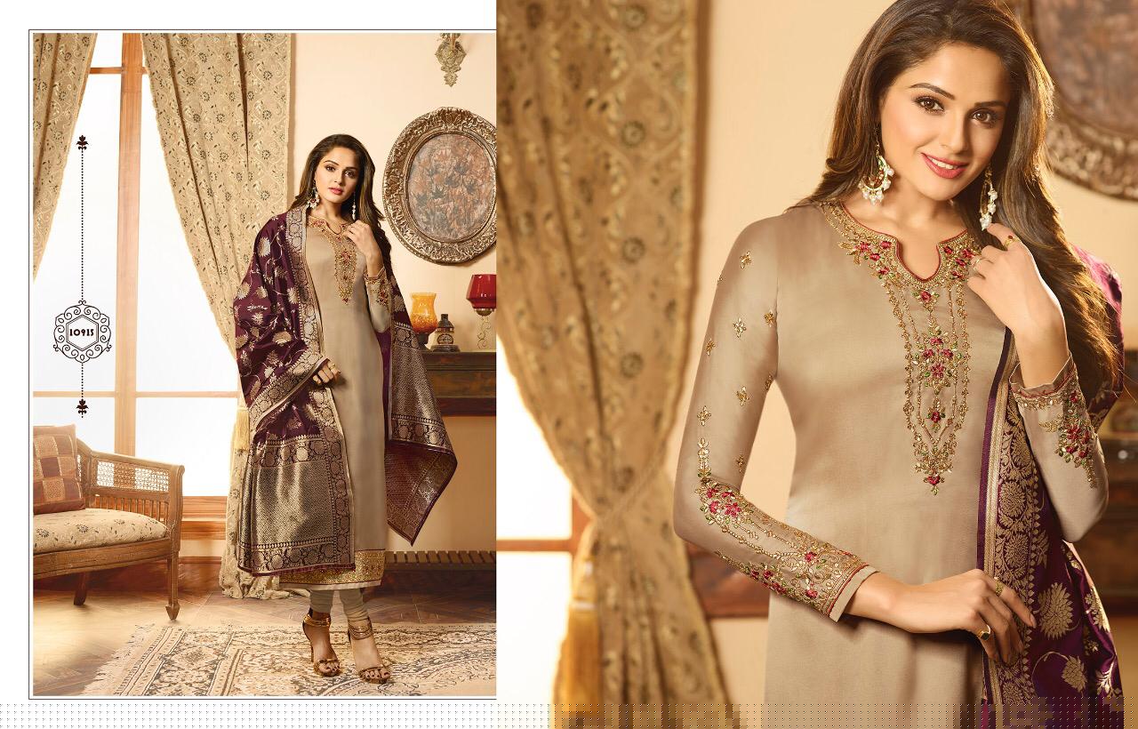 Zeesa Banarasi Vol-5 By Meera Trendz 10911 To 10918 Designer Suits Beautiful Stylish Fancy Colorful Party Wear & Ethnic Wear Georgette Silk With Embrolidered Dresses At Wholesale Price